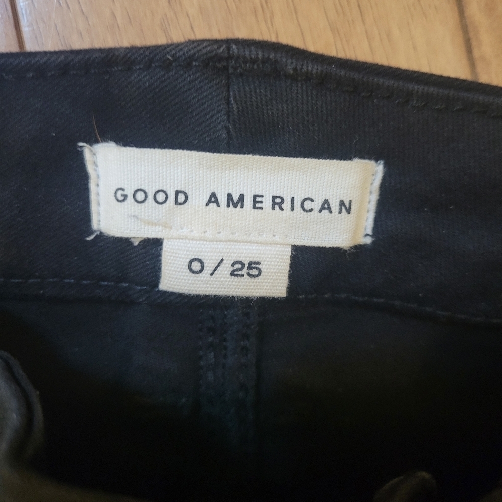 Good American Black Coated Skinny Jeans Size 0 EUC - Picture 2 of 4